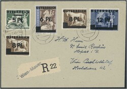 1945 Ersttag der Wiederaufnahme des Einschreibedienstes: Reko-Brief ...