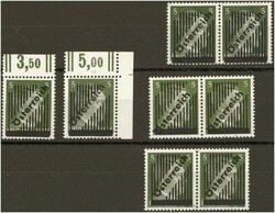 5 Pfg. grün, steiler Aufdruck, 3 waagrechte Paare, 1 Rund- und 1 ...