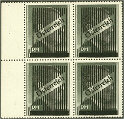 1 RM Kz. 14 im linken Rand-Viererblock mit Abart "Punkt vor Ö" (17), ...