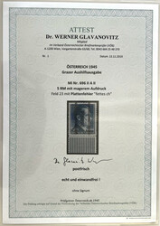 1945 5 RM magerer Aufdruck mit Plattenfehler "fettes ch" (Feld 23) ...