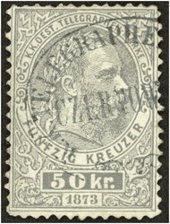1873 50 Kreuzer grau Buchdruck Lz 10 1/2 mit Ovalstempel von ...