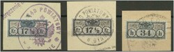 1898/1908 Alle 3 Werte auf Briefstückchen, frische P! 1898/1908  ...