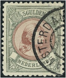 1896 Freimarke 5 Gulden grünbronze/ braunrot 1896 Katalog: Mi. 48 ...