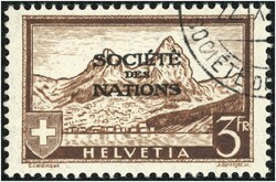 1937 SOCIETE DES NATIONS Freimarke 3 Fr. rotbraun 1937 Katalog: Mi. ...