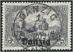 1920 Freimarke 3 M. violettschwarz mit kompl. OT-Stempel von Danzig, ...