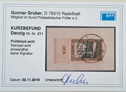 1924 Freimarke 10 G. dunkelsiena/grauschwarz vom Oberrand, frisches ...