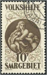 1928 Volkshilfe 10 Fr. dunkelbraun mit echtem Stempel "ENSHEIM(SAAR) ...