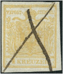 1 Kreuzer orangeocker Type I Hp mit Federkreuz-Entwertung, ...