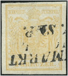 1 Kreuzer orangeocker Type III Hp mit Teilstempel von Neumarkt in ...