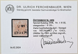 1 Kreuzer orangeocker Type III Hp mit Teilstempel von Neumarkt in ...