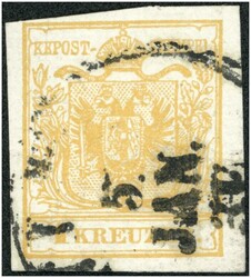 1 Kreuzer dunkelorange Type III Hp, vollrandiges farbintensives P! ...