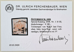 1 Kreuzer dunkelorange Type III Hp, vollrandiges farbintensives P! ...