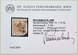 1 Kreuzer kadmiumgelb Type III Hp, rundum besonders breitrandiges P! ...