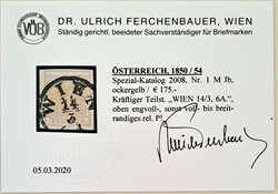 1 Kreuzer ockergelb Type Ib Mp, voll- bis breitrandiges P! Befund Dr. ...