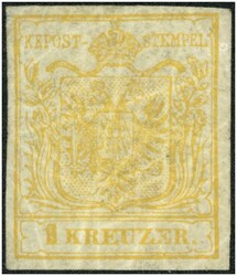 1 Kreuzer kadmiumgelb III Mp, voller jedoch stark kraquellierter ...