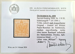 1 Kreuzer kadmiumgelb III Mp, voller jedoch stark kraquellierter ...