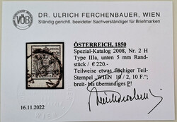 2 Kreuzer Type IIIa Hp, unten 5 mm Randstück, breit bis ...