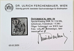 2 Kreuzer tiefschwarz Type IIIb Mp, Feinstdruck, breitrandiges P! ...