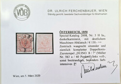 3 Kreuzer dunkelkarminrot Type Ia1 Hp mit deutlichem ...