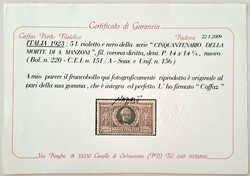 1923 Manzoni komplett, Atteste Fiecchi und Caffaz 1923 Katalog: Mi. ...