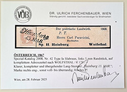 1868 HAINBURG/15.MAR Langstempel auf Zeitungsmarke lilabraun Type Ia ...