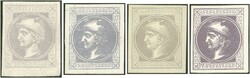 Zeitungsmarke Type Ib lilabraun, Type Id grauviolett (Wz) und Type If ...