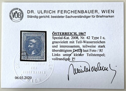 1 Kreuzer grauviolett Type Ie mit stark übersättigtem Druck und ...