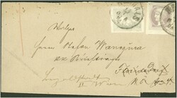 1884 Mischfrankatur Zeitungsmarke 1867+1880 auf Schleife von Hernals ...