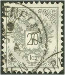 Freimarke 20 Kr. grau Lz. 10 1/2, Prachtstück! Geprüft Dr. ...