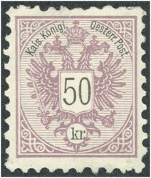 50 Kreuzer rotlila  Katalog: ANK 49a 500,-Automatically generated ...