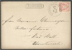 1890 L.B. KAHLENBERG (Lokalbahn) Kasten-Nebenstempel auf Brief mit 5 ...