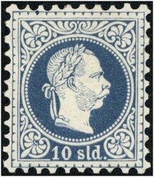 1867 Kaiserkopf, 10 Soldi blau BZ 9 1/2, signiert Dr. Ferchenbauer, ...