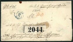 1849 ESZEK (Esseg) Festungskommando, Exoffo-Faltbrief nach Agram, ...