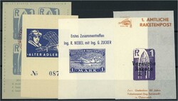 1961/1966 Raketenpost, 4 Belege und 8 Vignetten zu diversen ...