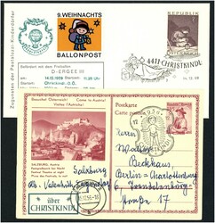 1956/1997 Partie von 37 Poststücken, dabei Weihnachts-Ballonpost mit ...