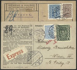 1923/1925 2 frankierte Express-Geschäfts-Postkarten mit Rohrpost ...