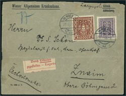 1925 Wiener Rohrpostbrief frankiert mit 10.000 + 1000 K., aufgegeben ...
