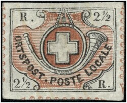 1850 Kanton Zürich, Postkreis VIII, 2 1/2 Rp. schwarz/ braunrot, ...
