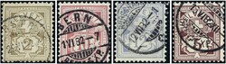 1882 Ziffern und Schweizer Kreuz 2 (c.) - 15 (c.), weißes Papier ...