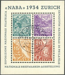 1934 Werbeblock für die Nationale Briefmarkenausstellung in Zürich ...