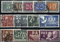 1945 PAX (Friedensserie), 5 (C.) - 10 Fr. 13 Werte, kompletter Satz ...