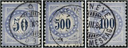 1878/82 Porto Ziffernzeichnung, 50 - 500 C. Wertziffer blau auf ...