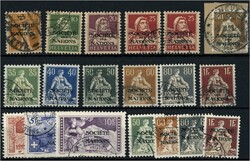 1922 Kursierende Freimarken mit Aufdruck "SOCIÈTÉ DES NATIONS", ...