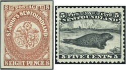 Neufundland 1857/1919 (ca.), kleine Teilsammlung auf 4 alten ...