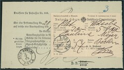 POLA GELD-ANWEISUNG 4/2/75, Doppelkreisstempel auf Aufgabe-Schein ...