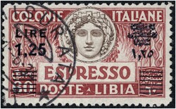 1933 Italienisch Libyen, Eilmarke "Italia turrita" mit Aufdruck des ...