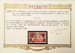 1933 Italienisch Libyen, Eilmarke "Italia turrita" mit Aufdruck des ...