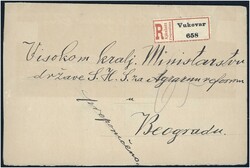 1920 60+60 (Halbierung) Vin. rückseitig frankiert auf 1920 ...