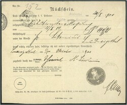 1900 LUDWIGSTHAL, Postamts-Negativstempel auf Rückschein, selten! ...