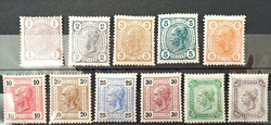 1904 Kaiserkopfzähnungen mit Lackstreifen 1-72 Heller, 14 Werte ...